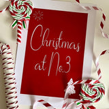 Personalised Christmas At No Red Background Winter Christmas Seasonal Wall Home Decor Print
