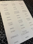 Baking Waterproof White Sticker Bundle Fine Font - 6.35cm x 7.2cm / 12 Labels