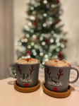 Personalised DIY Set Of 2 Create Reindeer Initial Name Christmas Cup Latte Coffee Glass Sticker Labels