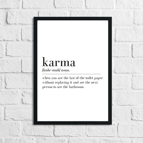 Karma Definition Bathroom Wall Decor Funny Print