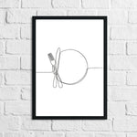 Knife Fork Plate Simple Line Work Kitchen Wall Decor Print