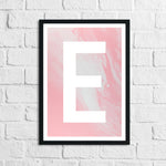 Personalised Pink Marble Initial Children's Teenager Room Wall Decor Print