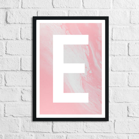 Personalised Pink Marble Initial Children's Teenager Room Wall Decor Print