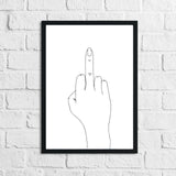 Middle Finger Hand Humorous Funny Bathroom Wall Decor Print