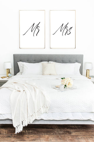 Mr & Mrs Bedroom Simple Decor Bedroom Prints Set Of 2