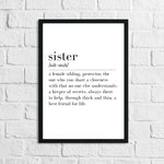 Sister Definition Home Simple Room Wall Decor Print