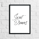 Sweet Dreams Bedroom Decor Simple Print