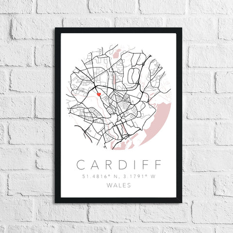 Couple Personalised Valentines Love Engagement Wedding Any Place Circle City Print Coordinates Wall Decor Print