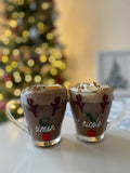 DIY Set Of 2 Create Own Personalised Initial Name Reindeer Christmas Mug Glass Sticker Label