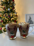 DIY Set Of 2 Create Own Personalised Initial Name Reindeer Christmas Mug Glass Sticker Label