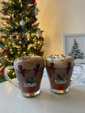 DIY Set Of 2 Create Own Personalised Initial Name Reindeer Christmas Mug Glass Sticker Label