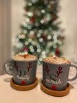 DIY Set Of 2 Create Own Personalised Initial Name Reindeer Christmas Mug Glass Sticker Label