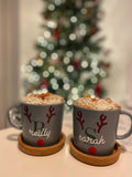 DIY Set Of 2 Create Own Personalised Initial Name Reindeer Christmas Mug Glass Sticker Label