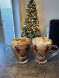 DIY Set Of 2 Create Own Personalised Initial Name Reindeer Christmas Mug Glass Sticker Label